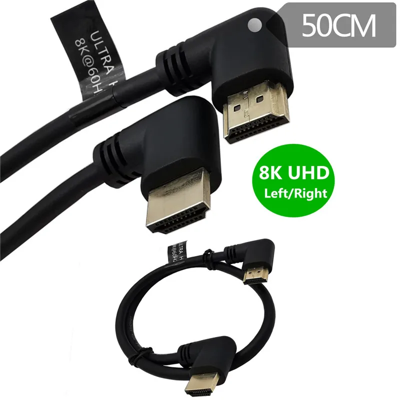 HDMI-compatible 8K Left & Right Angled Male to Elbow Extension Cable HD 2.1V angle cable @60HZ 15cm/50cm/1m | Электроника