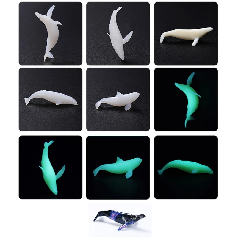 

5Pcs Mini Whale Modeling Resin Mold Ocean Luminous Whale Fillers Resin Art Craft