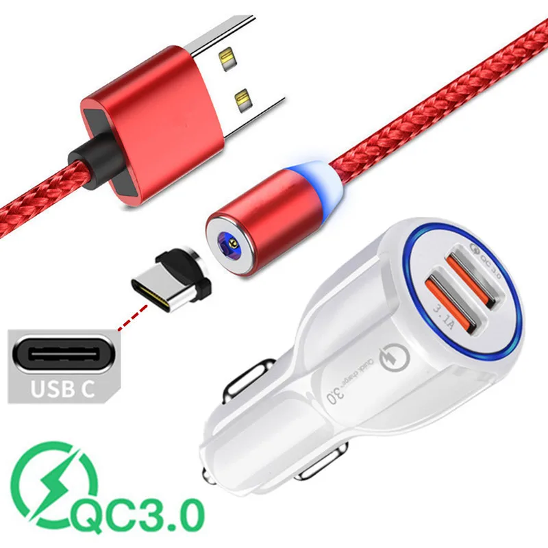 Автомобильное зарядное устройство QC 3 0 USB адаптер для быстрой зарядки магнитный