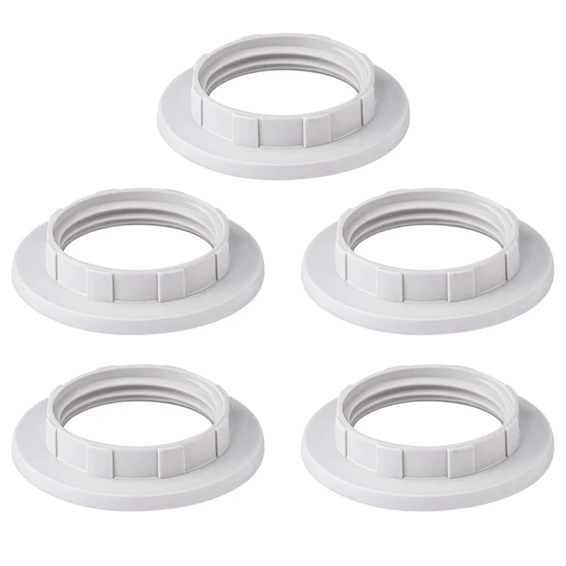 

5PCS Lamp Shade Reducer Ring E27 Converter For Lamp Holder Twist Plastic Lampshade Fitting Washer Ring, Beige-White
