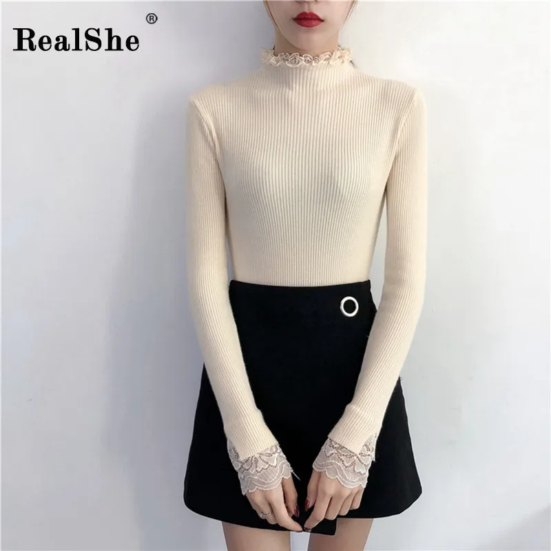 RealShe осенний женский свитер 2019 кашемировый с длинным рукавом женские осенние