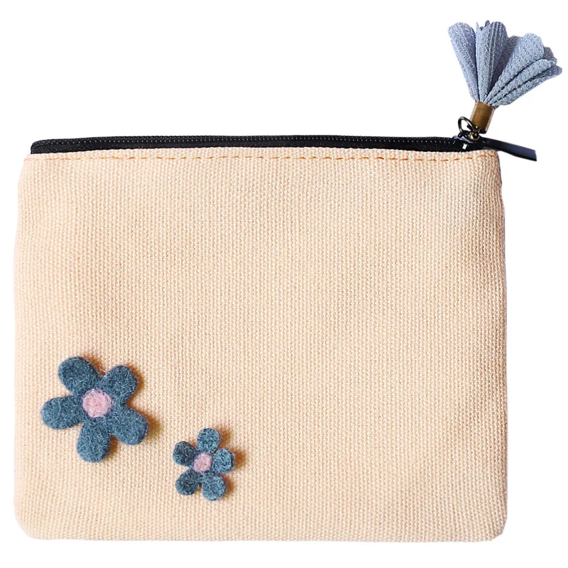 

Canvas Floral Tassels Women's Coin Purse Children Wallet Tampon Package Pouch Kids Mini Money Bag Carteira Feminina for Girls