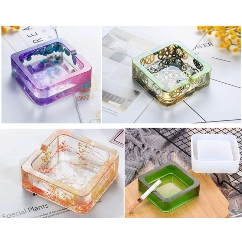 

68 Pcs Epoxy Resin Mold Set Square Cylinder Cube Round Diamond Mixing Cup Pendant Silicone Mould DIY Crafts Coaster Ashtray M0XF