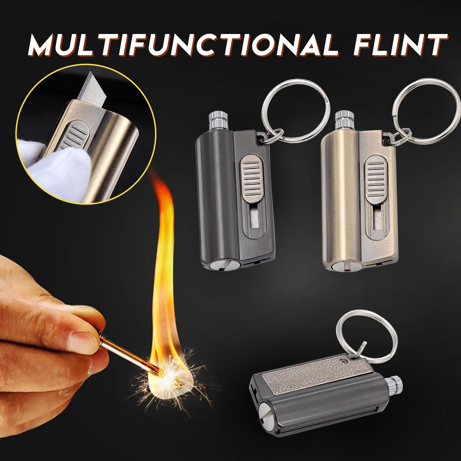 

Outdoor Camping Cigarette Survive Travel Lighter Never Ending Match Portable Lighter Bottle Keychain +Containing Cotton Core