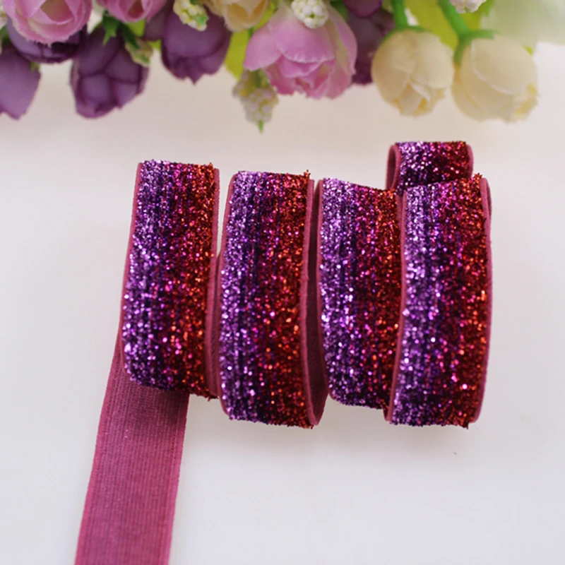 

Elastic Velvet Ribbon for Hair Tie, Shiny Glitter, Frosted, DL-10, 5/8 ", 50Yards