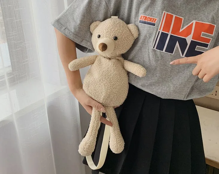 Мягкая игрушка медведь мешок Винтаж packpack для девочек Модная Сумка Для Покупок