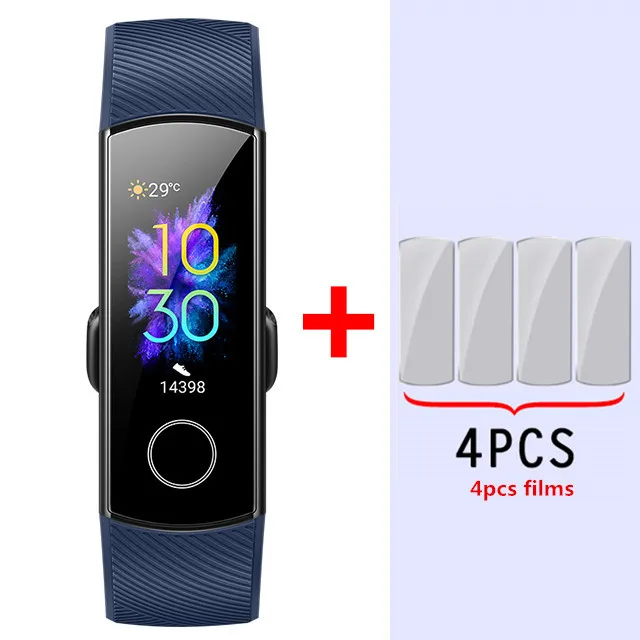 Blue add film Умный Браслет huawei Honor Band 5, Оксиметр крови, кислород, волшебный цвет, сенсорный экран, для плавания, для обнаружения сердечного ритма, сна, сна - Цвет: Blue add film