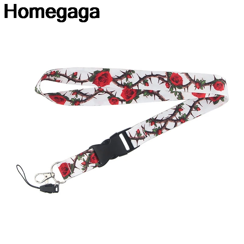 Homegaga винтажная роза Lanyards id Держатели для телефонов ожерелье аксессуар для ключей шеи ремни нагрудные опознавательные Значки для идентификации владельцев тесьма D2334