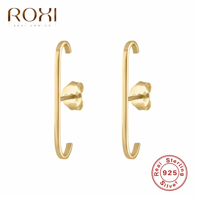 ROXI 925 Sterling Silver Simple Geometric Stud Earrings for Women Elegant Wedding Handmade Jewelry Accessories Party Brincos | Украшения и