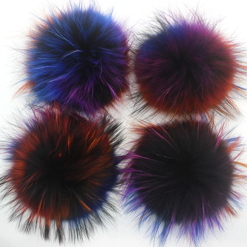 15cm multi color 5 шт./партия, 12, 13, 14, 15 см, помпоны из натурального меха енота для сумок, вязаная шапочка, шапки, помпон из натурального меха - Цвет: 15cm multi color
