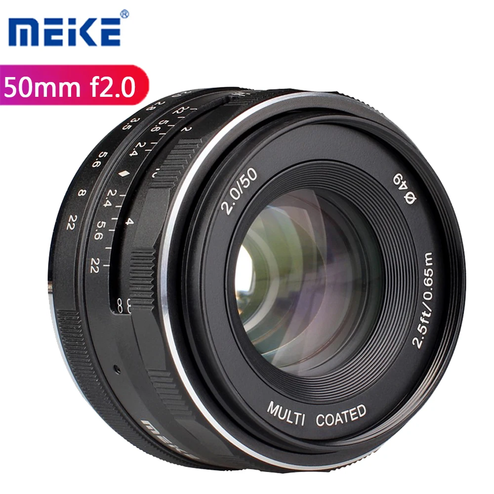 Meike 50 мм F2.0 APS-C Большая диафрагма объектив Ручной фокус для Canon EF-M Fuji Nikon Sony E A6000 A6300