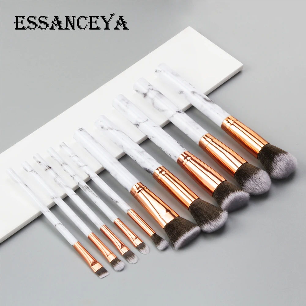 ESSANCEYA 10 шт./партия кисти для макияжа Профессиональная мраморная ручка пудра Тональная основа тени для век губ набор кистей для макияжа инструменты для красоты