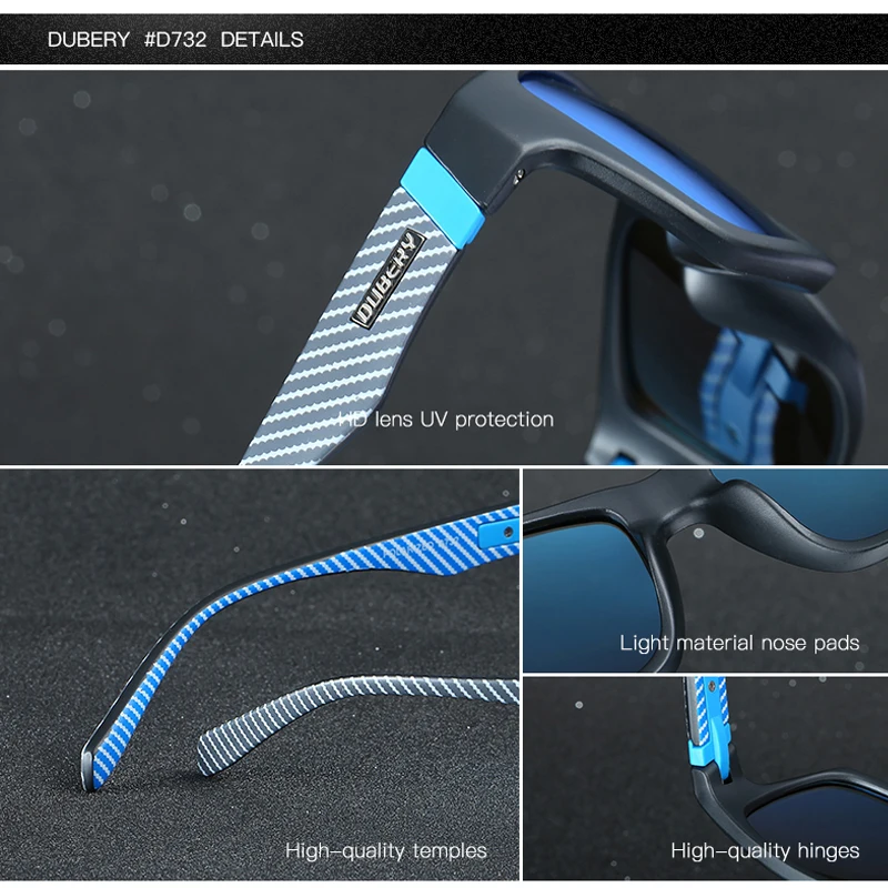 

DUBERY Square Polarized Sunglasses for Men Brand Design Driver Shades Male Vintage Sun Glasses Mirror Summer Fishing UV400