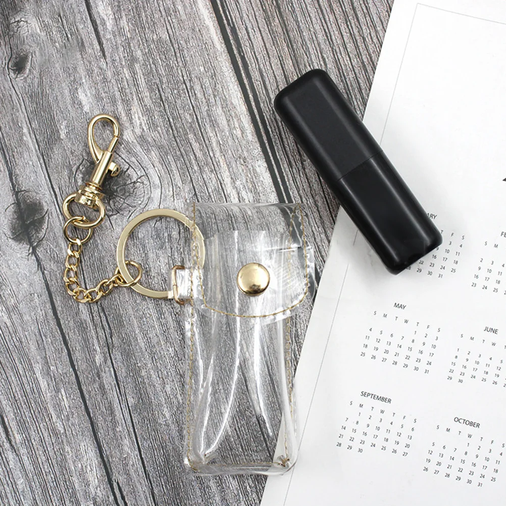 

PVC Chapstick Pouch Keychain Transparent Sleeve Fashion Lipstick Holder Key Rings (Golden Keychain)
