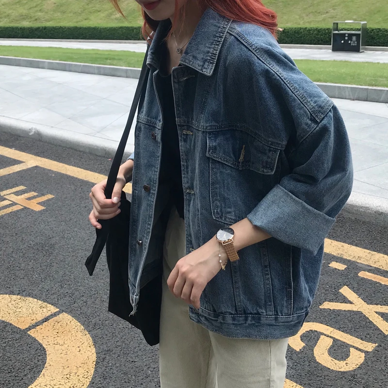 

Spring and autumn Korean casual loose fashion denim coat