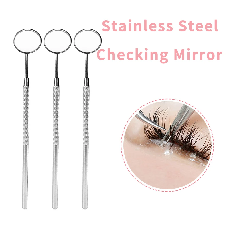 

Stainless Steel Eyelash Extension Inspection Mirror Portable Dental Mouth Mirror Professional Eyelash Makeup Tool
