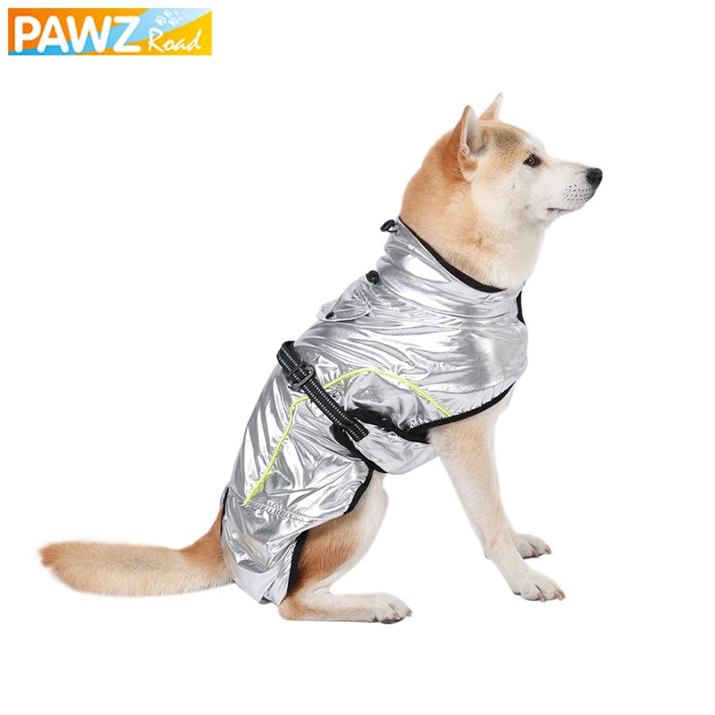 Роскошная зимняя одежда для собак куртка больших 9 размеров серебристая теплая