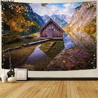 nknk beautiful tapiz scenery wall tapestry houses tapestries trees rug wall decor boho decor hippie new