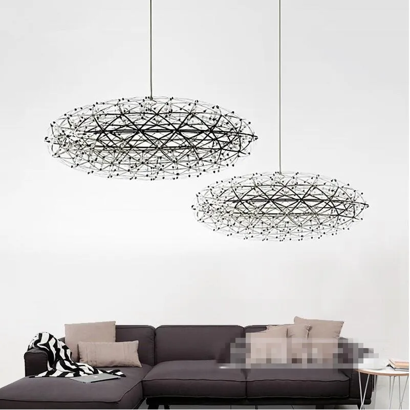 

Ручной работы Нержавеющая сталь D75cm 92 светодиодный s 110-240v овальной формы с плоской мяч, стилизованные под языки пламени подвесной светильни...