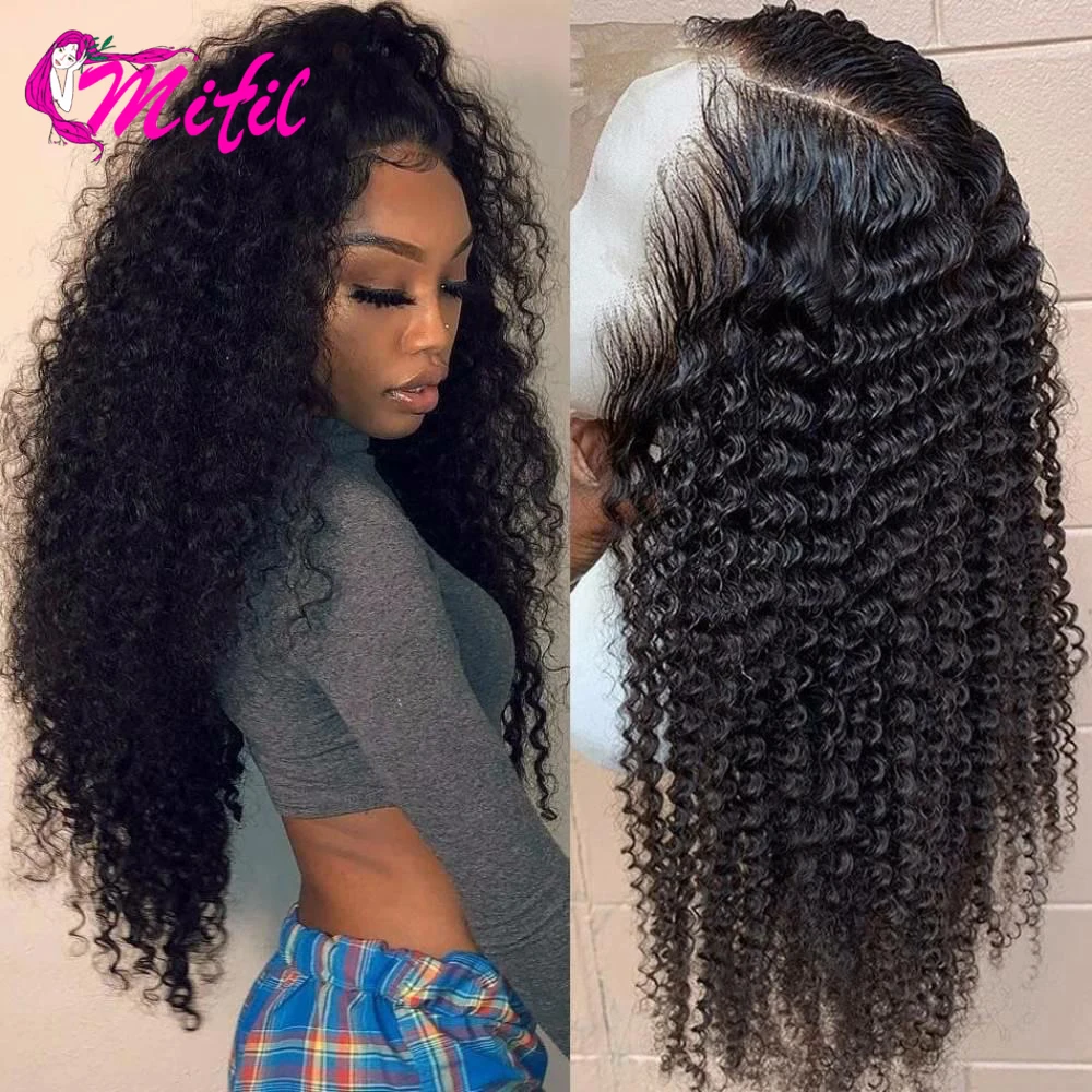 

Mifil Kinky Curly 100% Remy Human Hair Wigs For Women HD Lace Wigs Pre Plucked With Baby Hair 13x4 Front Natural Color 32 Inch