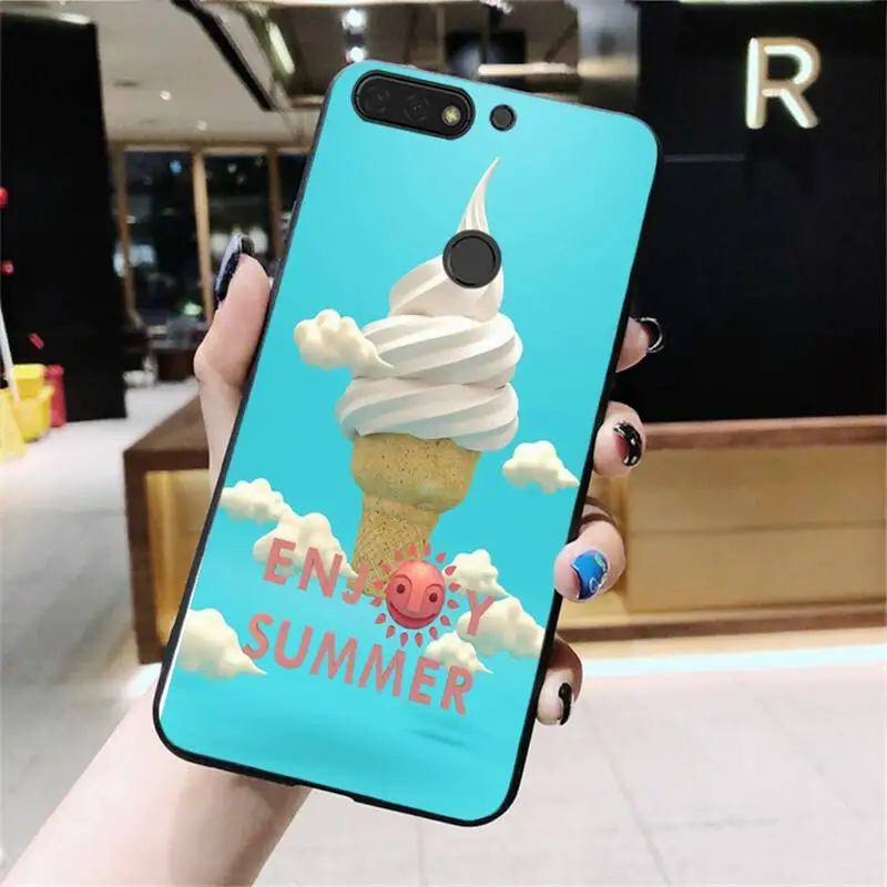 Чехол Babaite с мороженым черный мягкий чехол для телефона Huawei Honor 8X 9 10 20 Lite 7A 7C Honor10i 9X
