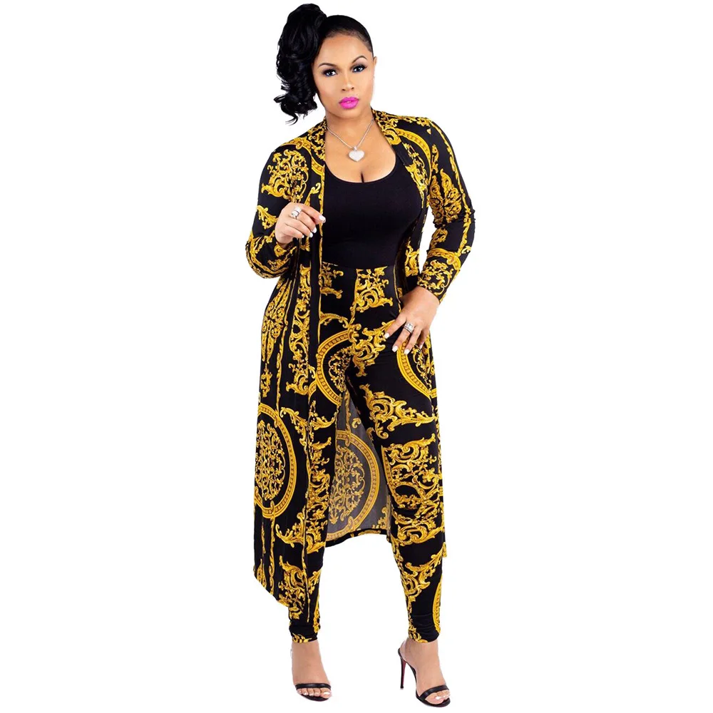 

2021 women's temperament elegant spring and summer new printed long sleeve tights 2-piece women's clothing Leopard Print suit