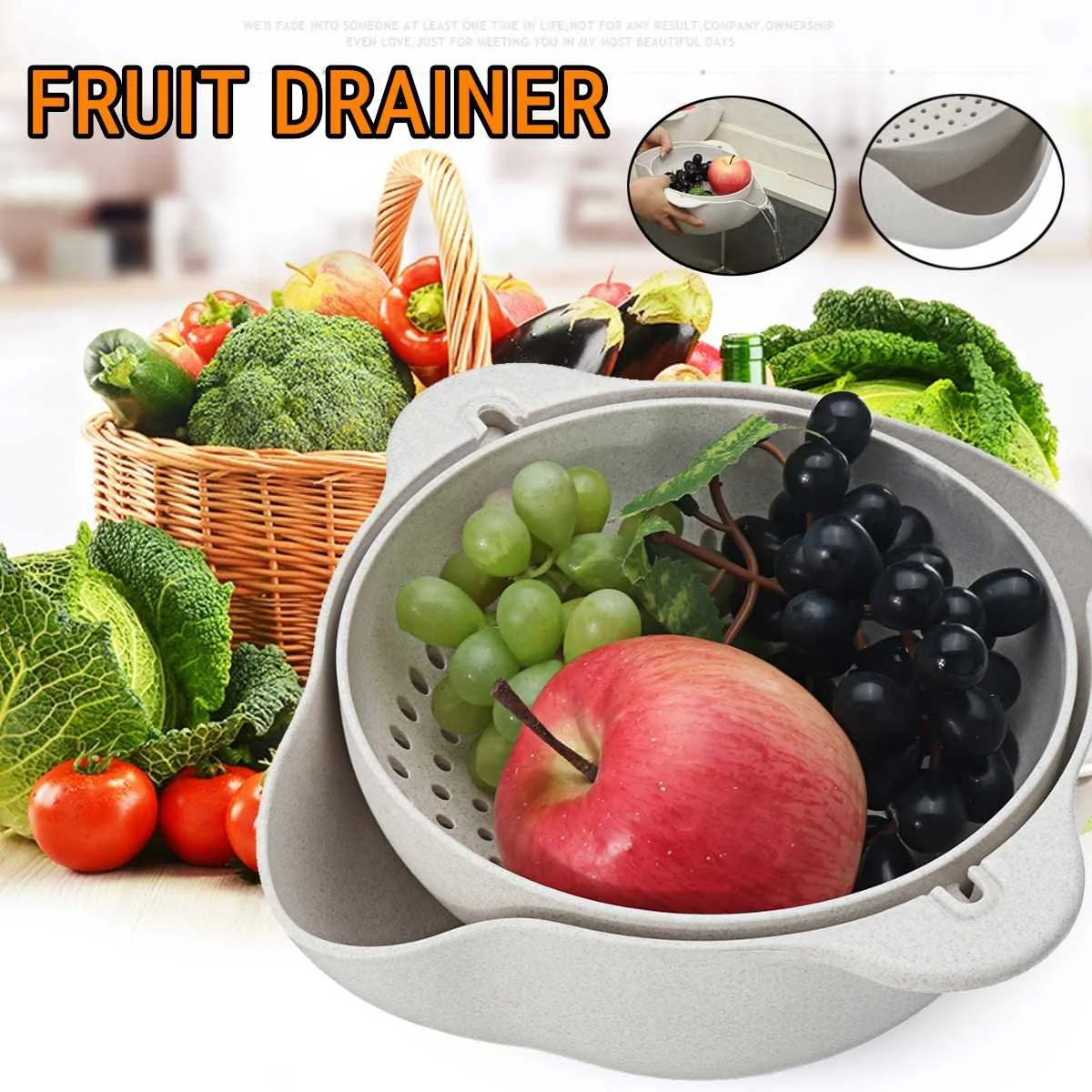 2 размера корзина для мытья риса сетчатый фильтр органайзер двойная сливная