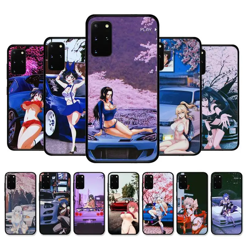 

Anime Girl JDM Sports Car Drift Phone Case for Samsung S21 S10 Lite S20 Ultra S9 S8 Plus S7 S6 edge S5 cover