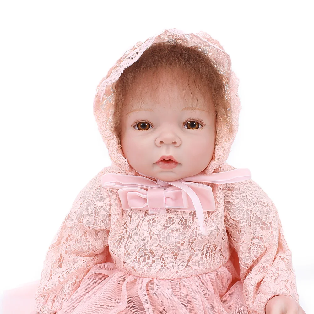 22 inch Reborn Dolls Little Princess Silicone Baby Realistic Doll Kids Playmates Pink Dress Lifelike Bebe Newborn 55cm | Игрушки и хобби