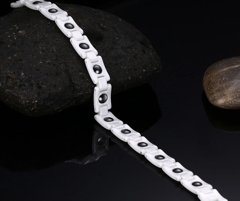 

2020 New Fashion 8mm Stainless Steel Chain Bracelet For Women Male Luxury Brand White Color Ceramic Bangle Men Wholesale Jewelry