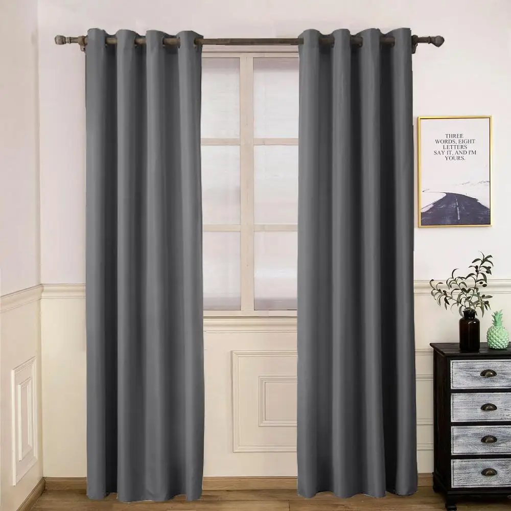 

Europe Solid color curtain Bedroom plain curtains living room Oxford cloth decoration 2.4m 2.6m curtain customize