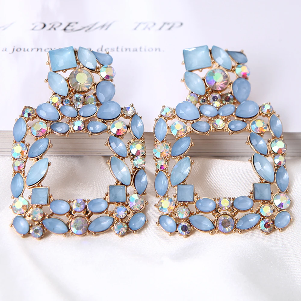 

Ztech Za New Blue Vintage Style Crystal Drop Dangle Earrings Jewelry Trendy Lady's Statement Earrings Accessories Wholesale