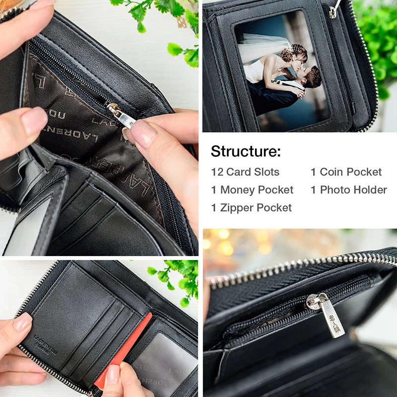 LAORENTOU мужской кошелек с отделением для карт короткий из натуральной кожи мужские