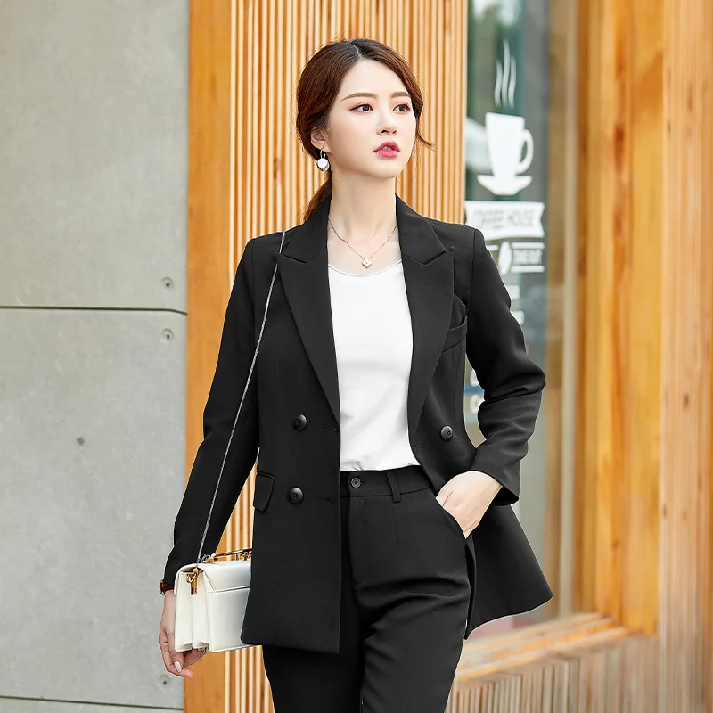 Women's suit new fashion temperament long-sleeved + nine pants solid color loose female dress uniforms West 2 sets |