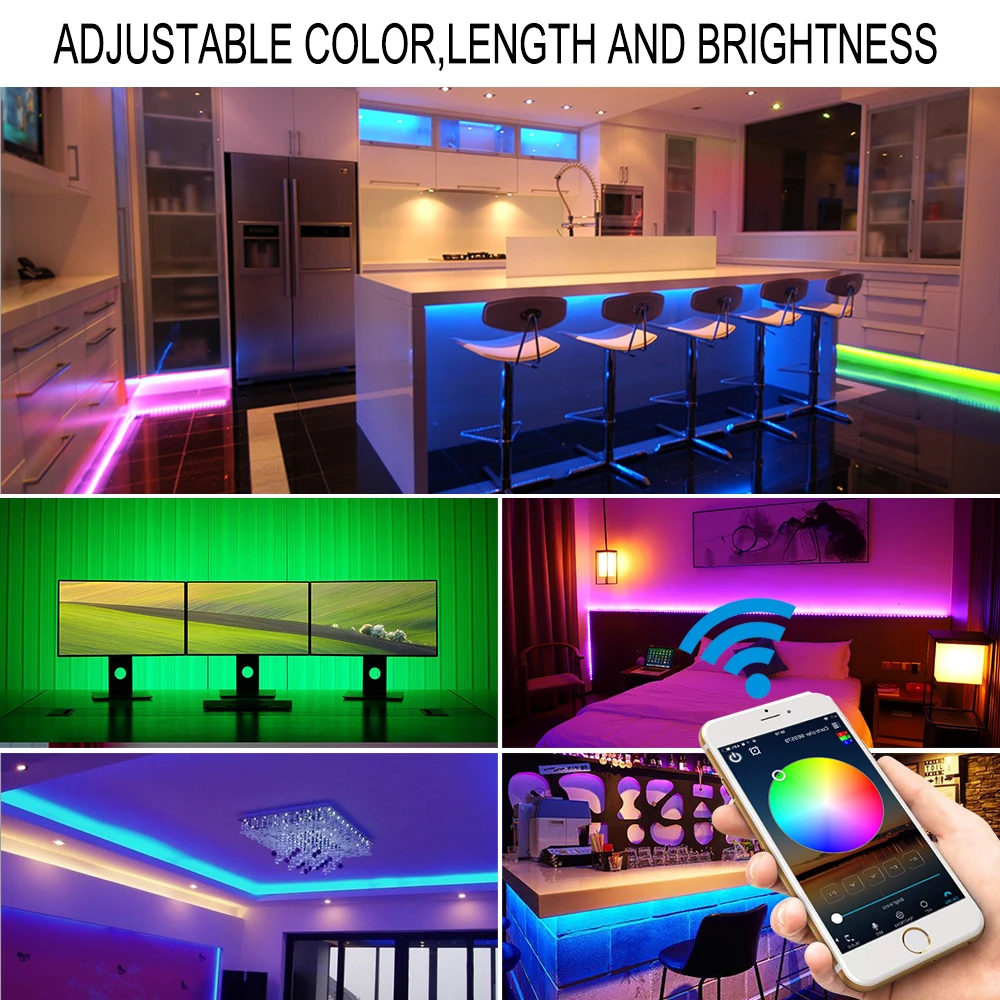 12 В умный светильник ing 10 м 5050 RGB светодиодный светильник комплект полос+ Wi-Fi приложение пульт дистанционного управления+ трансформатор для Amazon Alexa Google Assistant