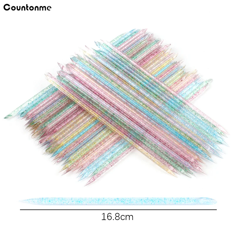 

200Pcs/Pack 16.8CM Crystal Sticks For Cuticle Pusher Colorful Cuticle Remover Forks For Nail Manicures Pedicure Care Tools