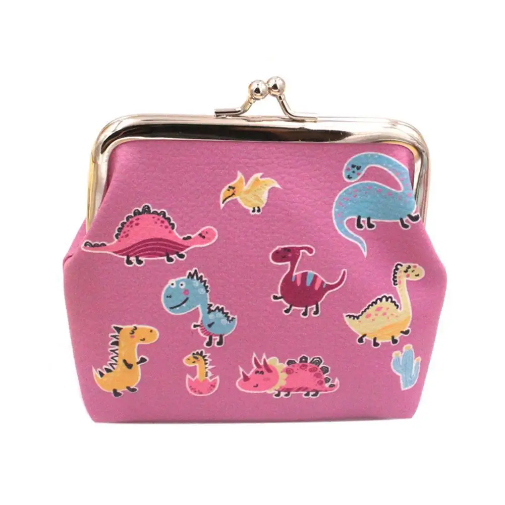 

Women Cute Dinosaur Faux Leather Kiss Lock Mini Wallet Clutch Cash Coin Purse