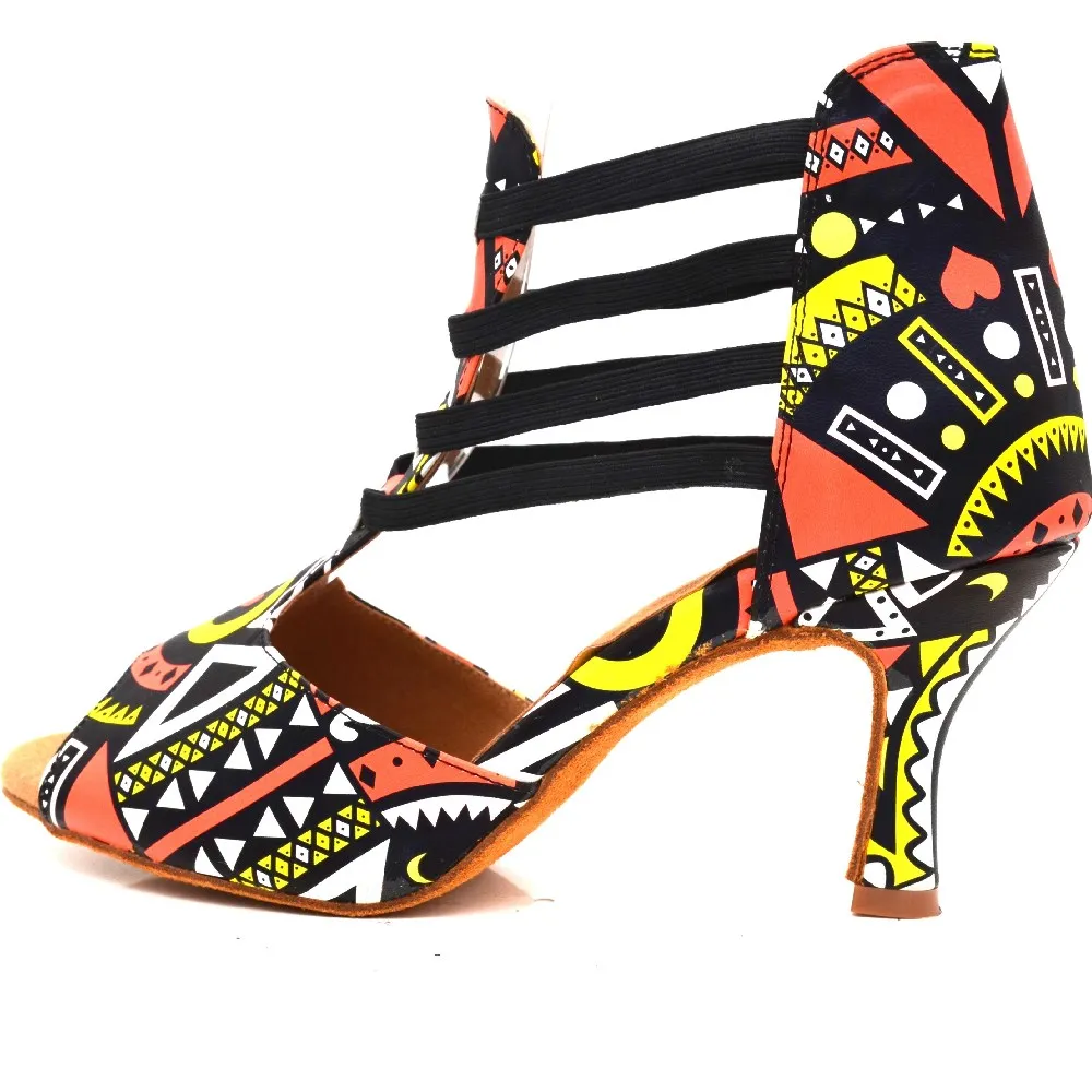 Evkoodance Fashion Ladies Shoes Red PU Leather Latin Salsa Ballroom 3' Heel Sexy Dance Shoes Women