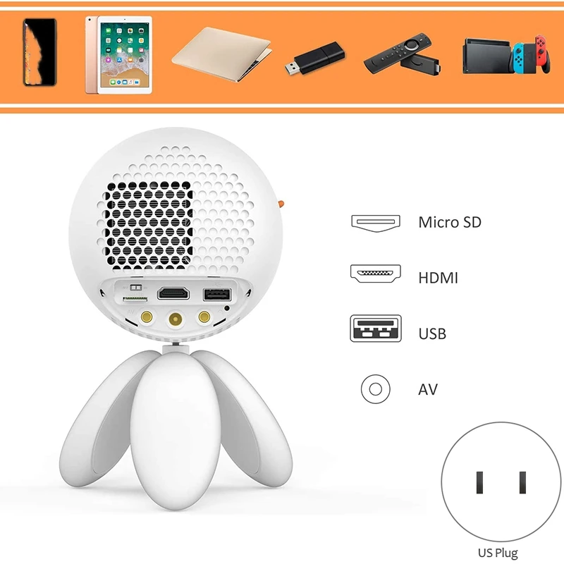 

YG221 Mini Projector Supports Mobile Phone Same Screen 1080P HD HDMI USB Projector Home Theatre Children Gift