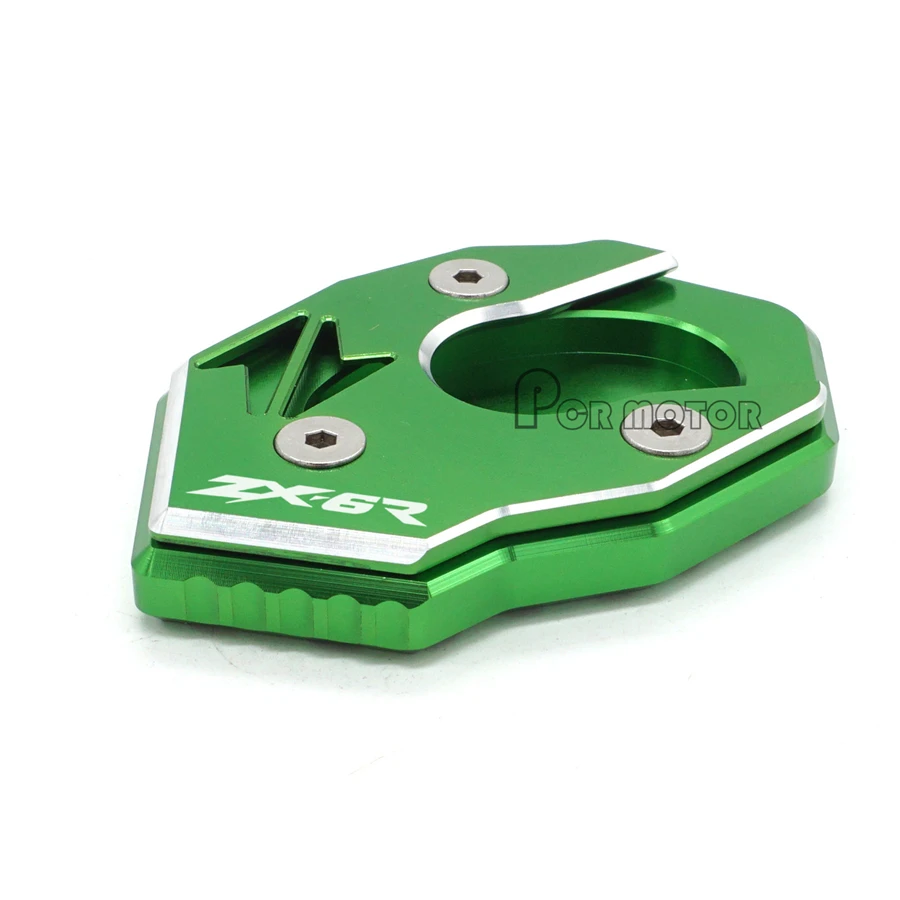 Newest LOGO ZX-6R CNC Aluminum Side Stand Extension Enlarge For KAWASAKI ZX6R ZX 6R 2009-2016 2010 2011 2012 2013 2014 2015 | Автомобили и