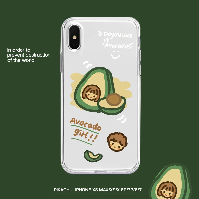 Чехол для iPhone 11 pro max чехол iP XS MAX avacado girl задняя крышка X/XS XR прозрачный рельефный