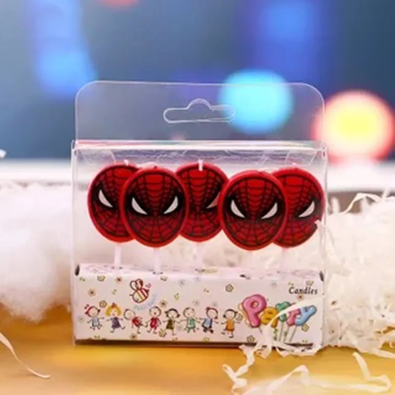 1 pack a box "Человек-паук" для вечеринки «Человек-паук», детская одежда для мальчиков и девочек; для отдыха и вечеринок для украшения детского душа-1 шт. упаковка 5-PCS торт свечи, праздничные принадлежности - Цвет: 1 pack a box