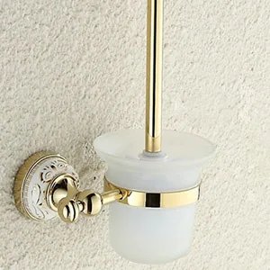 Toilet Brush Holder Роскошный держатель для полотенец, настенный набор аксессуаров для ванной комнаты, керамический твердый нержавеющий набор для ванной, хромированный держатель для туалетной щетки - Цвет: Toilet Brush Holder