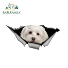 EARLFAMILY 13 см x 6 см милый мальтский автомобиль наклейка животное рваная металлическая наклейка Светоотражающая наклейка Водонепроницаемая автостайлинг