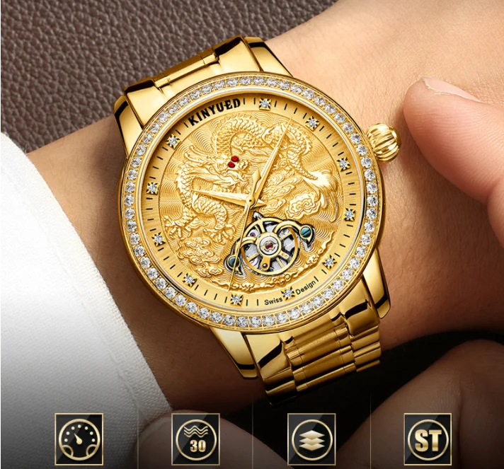 Новинка 2020 брендовые Роскошные мужские часы полностью автоматические рельефные