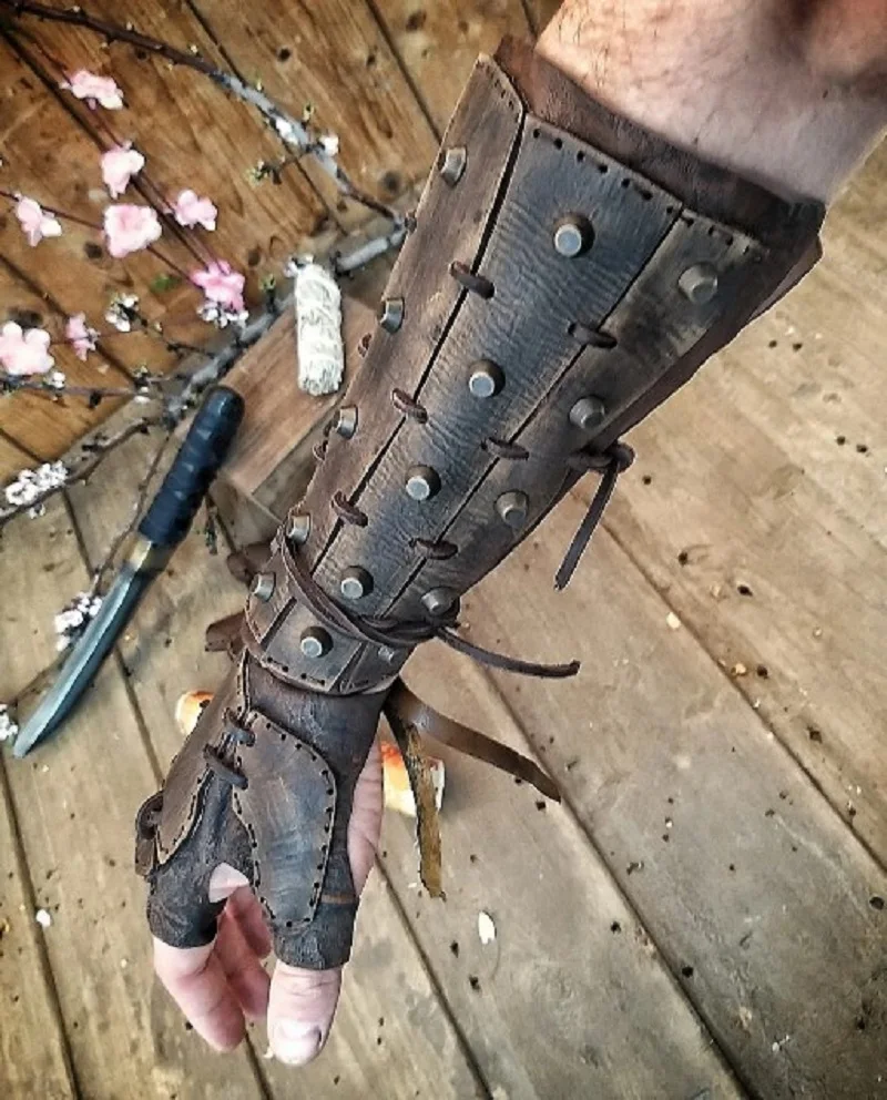 Мужские длинные кожаные манжеты в стиле стимпанк ронин самурайский браслет