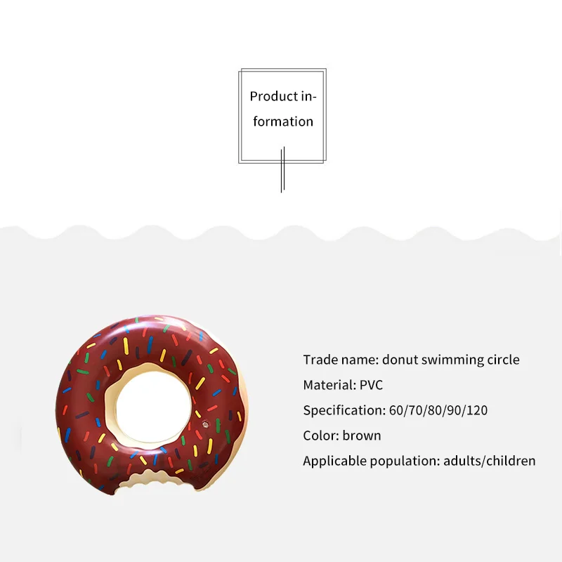 

Donut Swimming Ring Pool Seat Ring Toy Thickened PVC Summer Buoy Mattress Summer Outdoor Activities Inflatable Water Seat