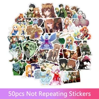 50pcsset the rising of the shield hero stickers for luggage laptop art painting fiction poster waterproof stickers toys