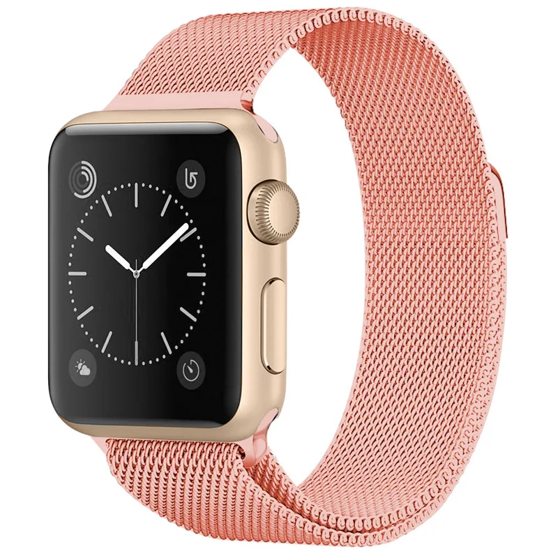 Ремешок для часов, Миланская петля, ремешок для наручных часов Apple Watch, версии 5 4 40 мм 44 мм, ремешок для наручных часов iWatch серии 1/2/3, 42 мм, 38 мм, Ремешок Браслет Нержавеющая сталь - Цвет ремешка: 12 orange red