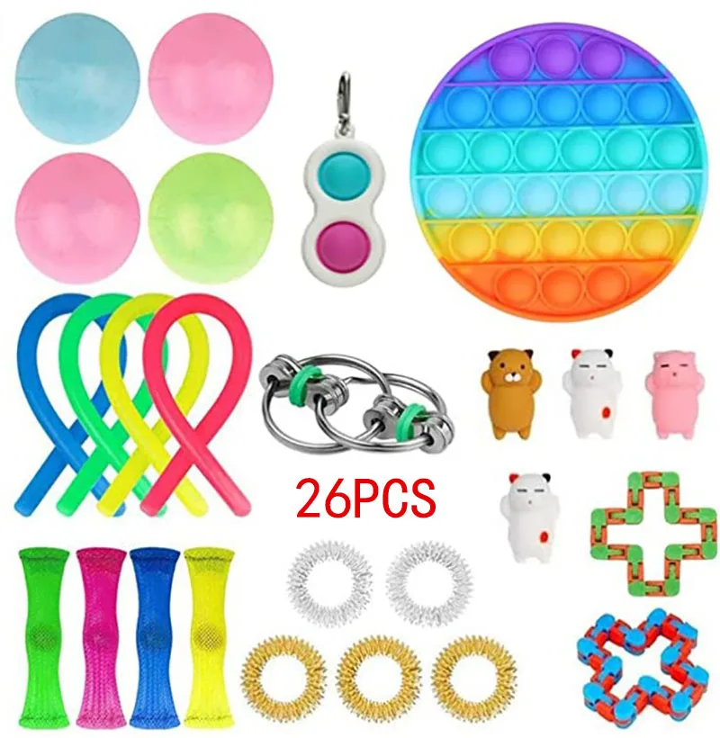 

23Pcs Zintuiglijke Speelgoed Set Duurzaam Decompressie Sress Reliver Speelgoed Eenvoudige Kuiltje Fidget Speelgoed Set Pack